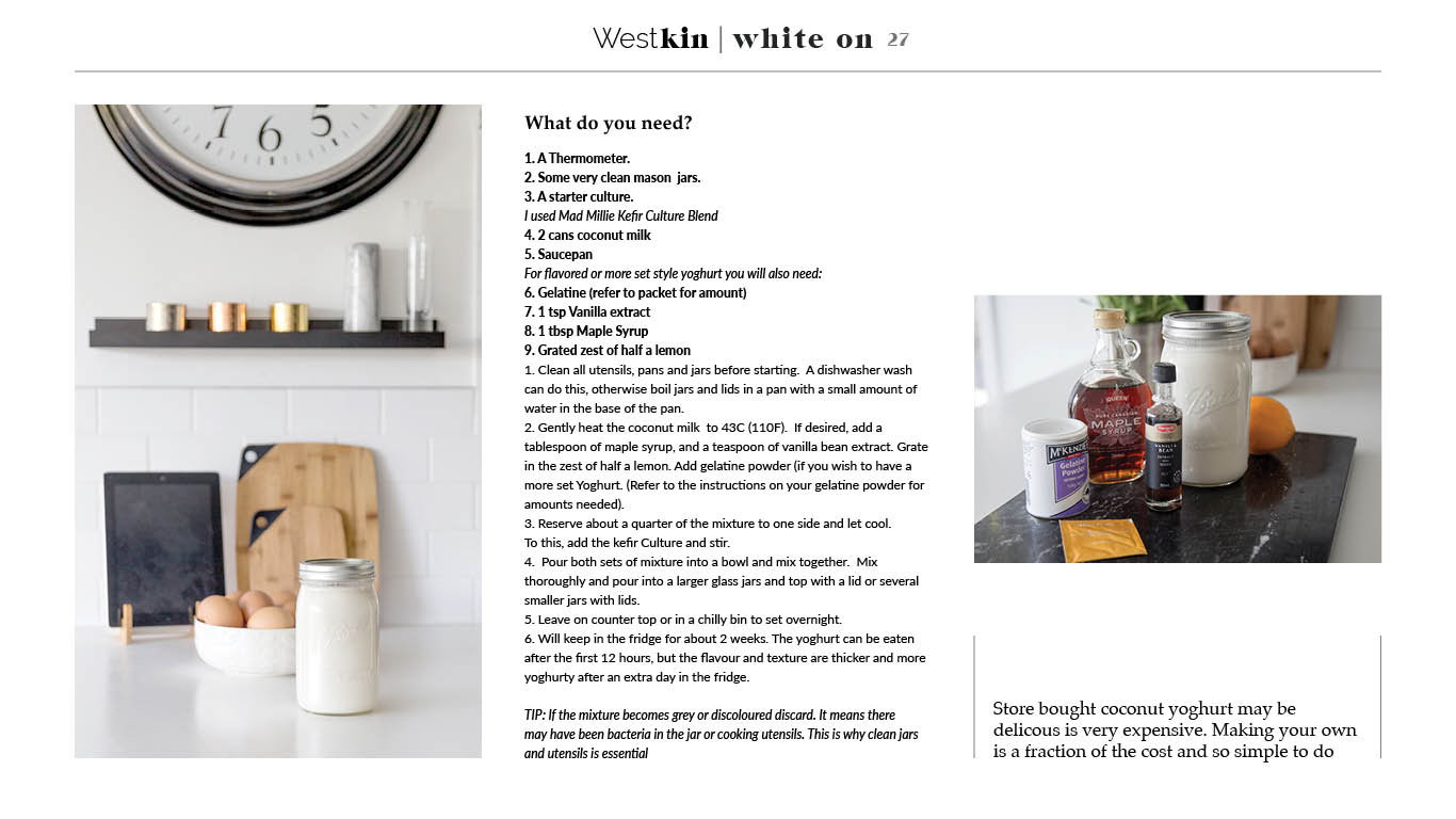 Homemade and coconut yoghurt photographed by Sheryl Burson for West Kin